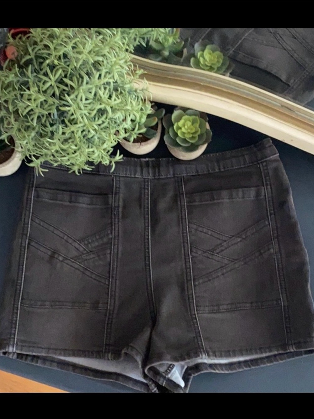 Free People Black High-Rise Jean Shorts